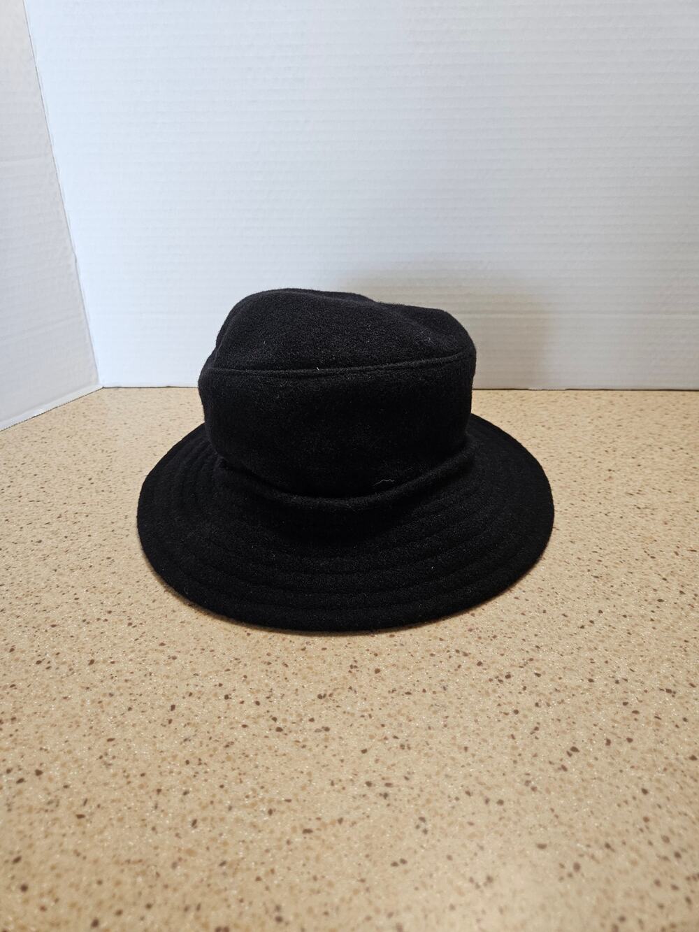 Vintage Parkhurst Black Wool Bucket Hat Cloche Slouch Winter Cap Boho